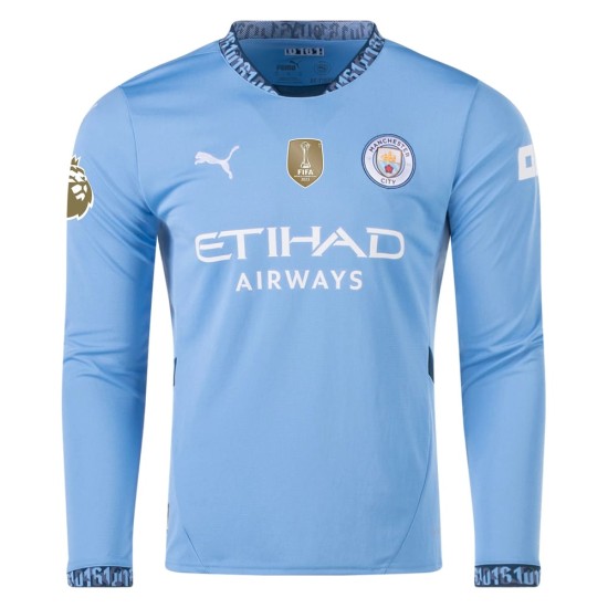 Men's RODRIGO Manchester City 2024/25 Home Long Sleeved Shirt