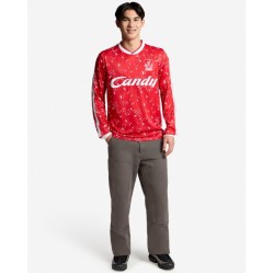 Men's Liverpool 1989/91 Home Retro Candy Long Sleeve Shirt Men's Liverpool 1989/91 Home Retro Candy Long Sleeve Shirt