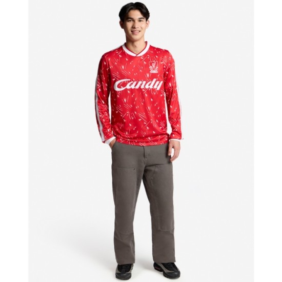 Men's Liverpool 1989/91 Home Retro Candy Long Sleeve Shirt