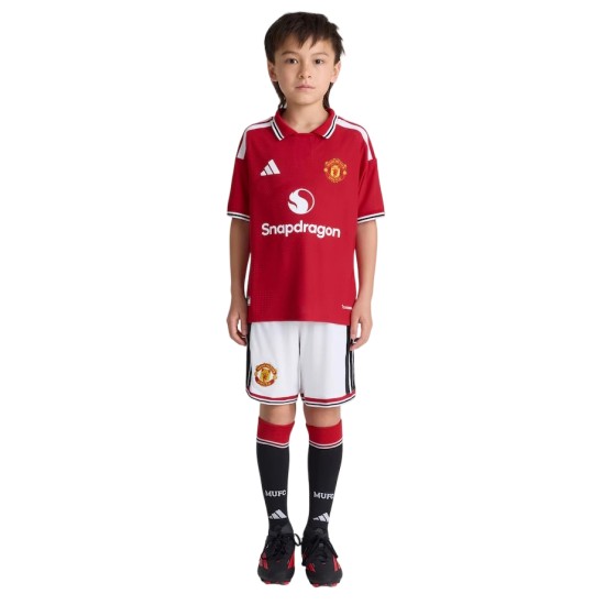 Kid's Manchester United 2026/27 Home Shorts - White Kid's Manchester United 2026/27 Home Shorts - White