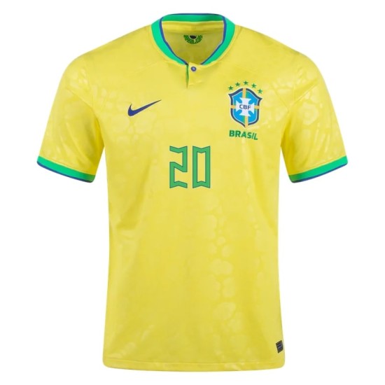 Vinicius Junior #20 Brazil Home Jersey World Cup 2022