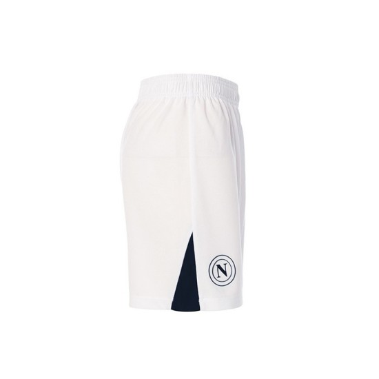 Kid's Napoli 2024/25 Home Shorts - White/Navy Blue