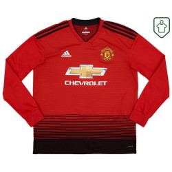 Men's Manchester United 2018/19 Home Retro Long Sleeve Shirt Lukaku #9