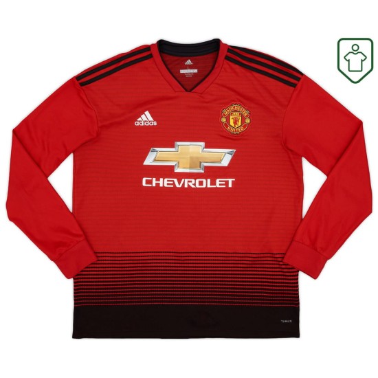 Men's Manchester United 2018/19 Home Retro Long Sleeve Shirt Lukaku #9