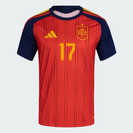 Kid's Spain 2026 Home Authentic World Cup Shirt WILLIAMS JR. #17
