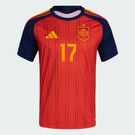 Women's Spain 2026 Home Authentic World Cup Shirt WILLIAMS JR. #17