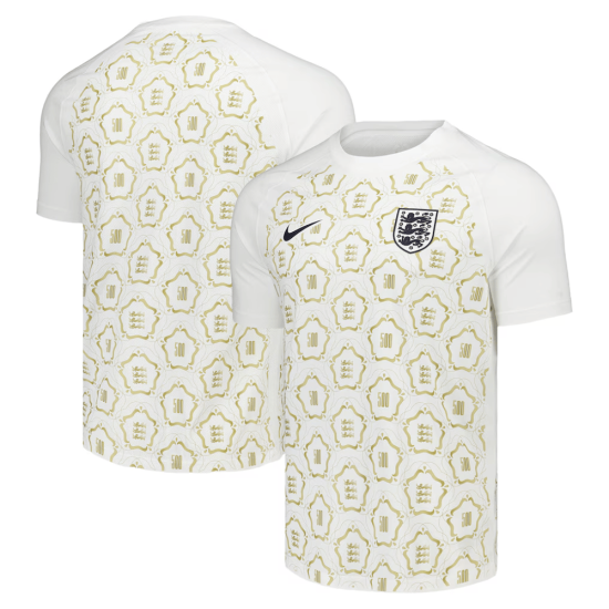 Men's England Lionesses 500th Anniversary Pre Match Shirt - White Men's England Lionesses 500th Anniversary Pre Match Shirt - White