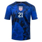 Timothy Weah #21 USMNT Away Jersey World Cup 2022