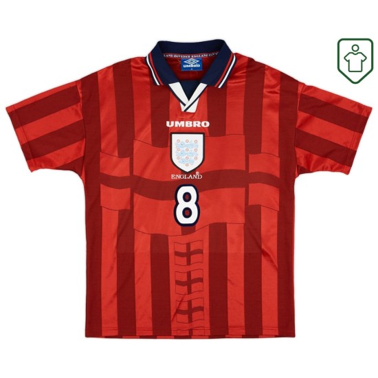 Men's England 1997/99 Away Retro Shirt Gascoigne #8