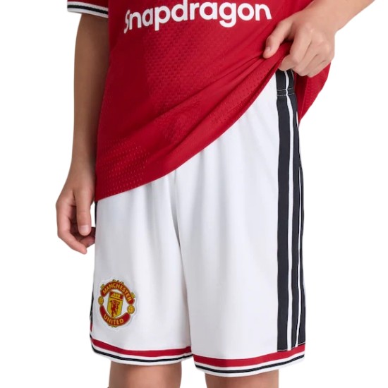 Kid's Manchester United 2026/27 Home Shorts - White Kid's Manchester United 2026/27 Home Shorts - White