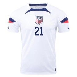 Timothy Weah #21 USMNT Home Jersey World Cup 2022