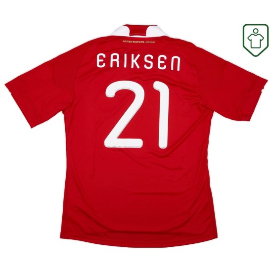 Men's Denmark 2010/11 Home Retro Shirt Eriksen #21