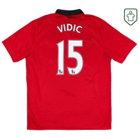 Men's Manchester United 2013/14 Home Retro Shirt Vidic #15 Men's Manchester United 2013/14 Home Retro Shirt Vidic #15