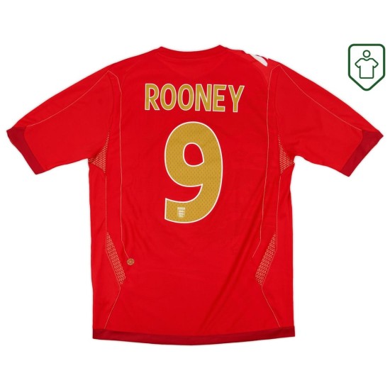Men's England 2006/08 Away Retro Shirt Rooney #9