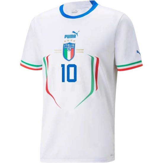 Lorenzo Insigne #10 Italy Away Jersey World Cup 2022