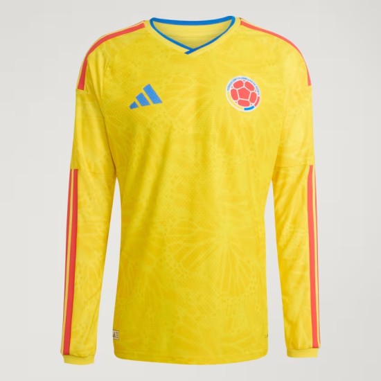 Men's Colombia 2026 Home Authentic World Cup Long Sleeve Shirt