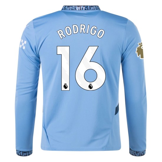 Men's RODRIGO Manchester City 2024/25 Home Long Sleeved Shirt