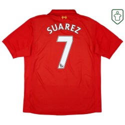 Men's Liverpool 2012/13 Home Retro Shirt Suarez #7