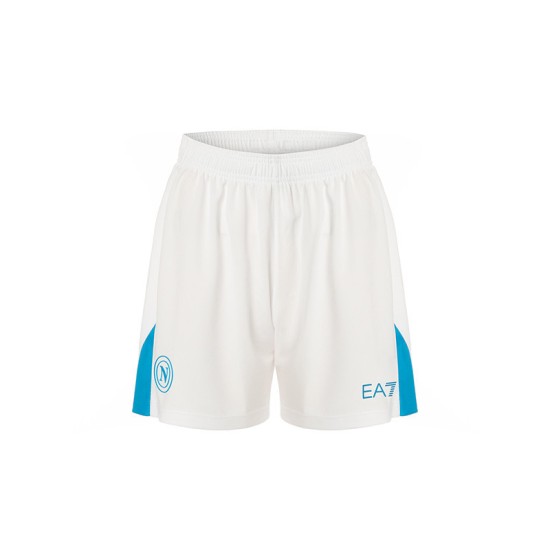 Kid's Napoli 2024/25 Home Shorts - White/Sky Blue