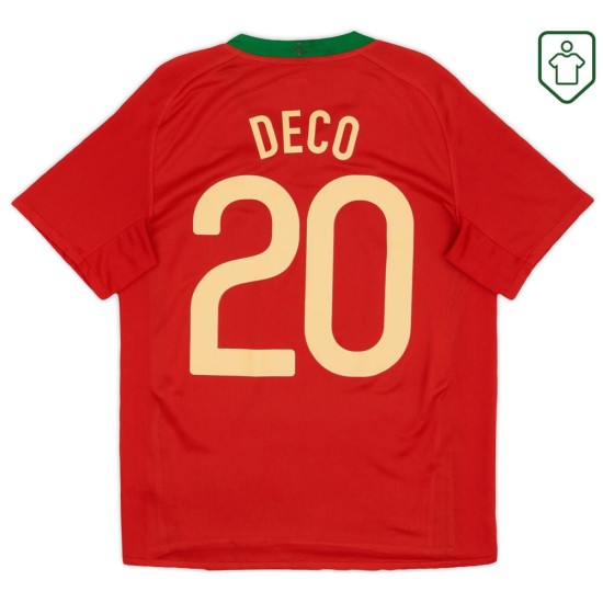 Men's Portugal 2008/10 Home Retro Shirt Deco #20