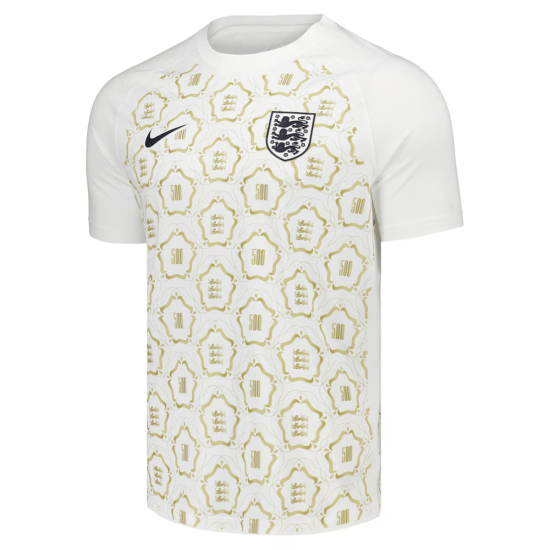 Men's England Lionesses 500th Anniversary Pre Match Shirt - White Men's England Lionesses 500th Anniversary Pre Match Shirt - White