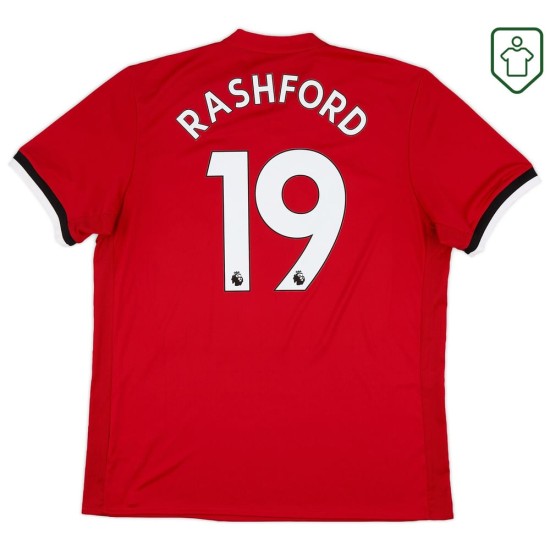 Men's Manchester United 2017/18 Home Retro Shirt Rashford #19 Men's Manchester United 2017/18 Home Retro Shirt Rashford #19