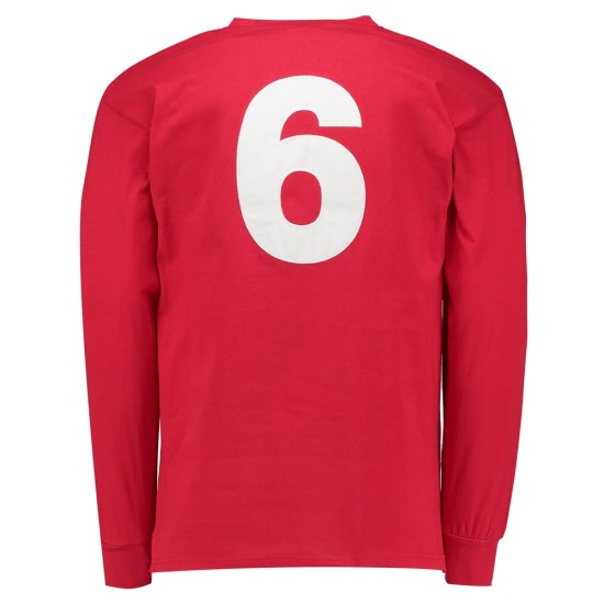 Men's England 1966 Away World Cup Final Retro Long Sleeve Shirt #6