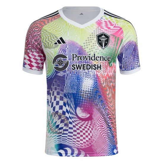 Men's Seattle Sounders FC 2025 Third Pre Match Shirt - White Men's Seattle Sounders FC 2025 Third Pre Match Shirt - White