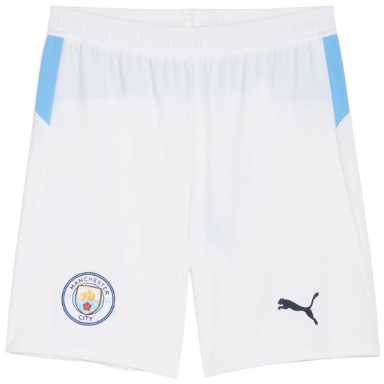 Men's Manchester City 2025/26 Home Shorts - White Men's Manchester City 2025/26 Home Shorts - White