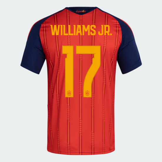 Women's Spain 2026 Home Authentic World Cup Shirt WILLIAMS JR. #17