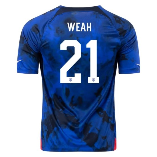 Timothy Weah #21 USMNT Away Jersey World Cup 2022